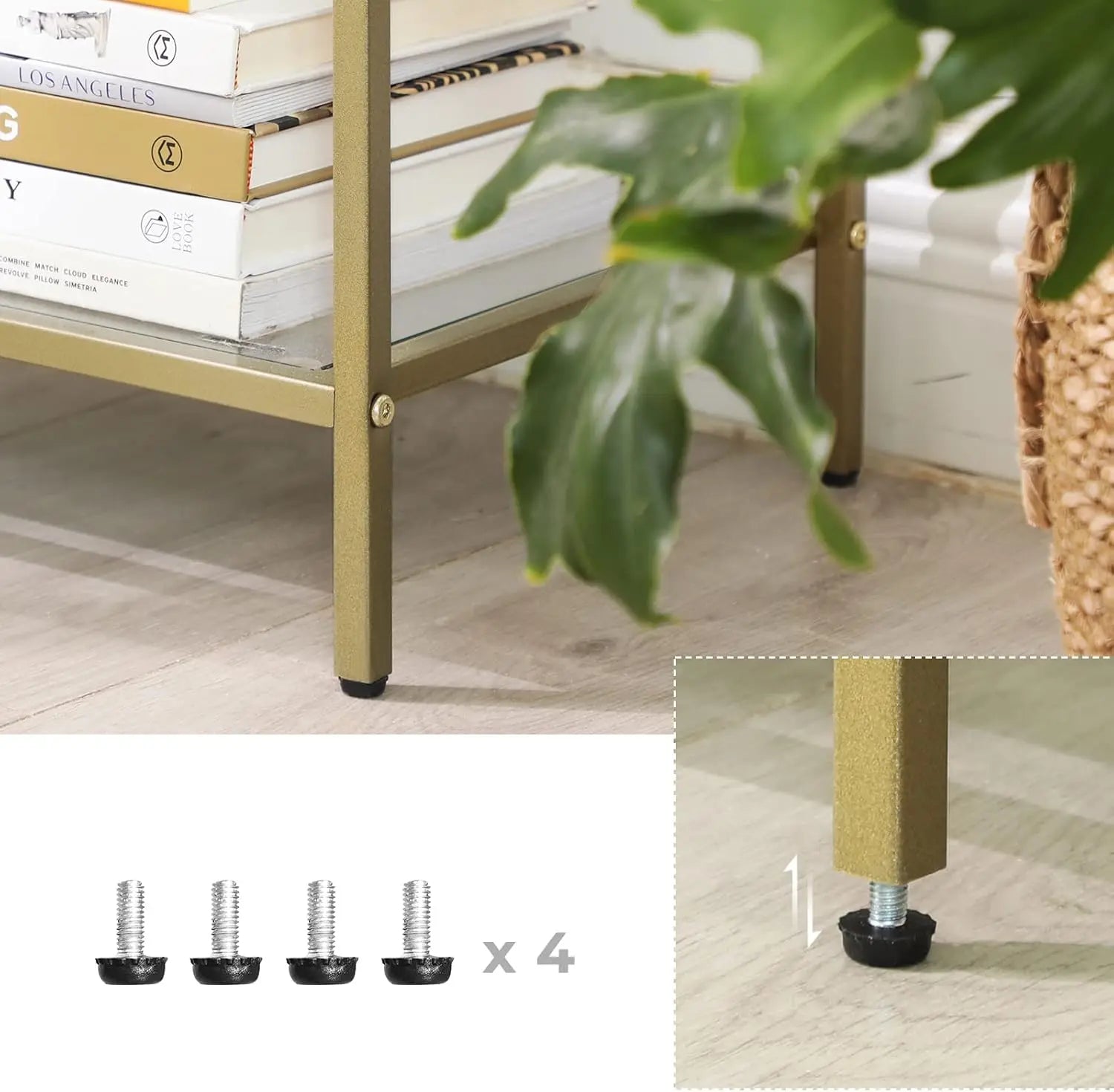 Konsolentisch Regal 3 Ablagen Metallrahmen Gold von Songmics
