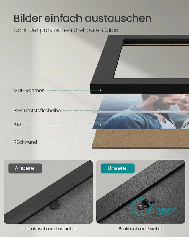 Bilderrahmen Set für Fotos, Schwarz von Songmics