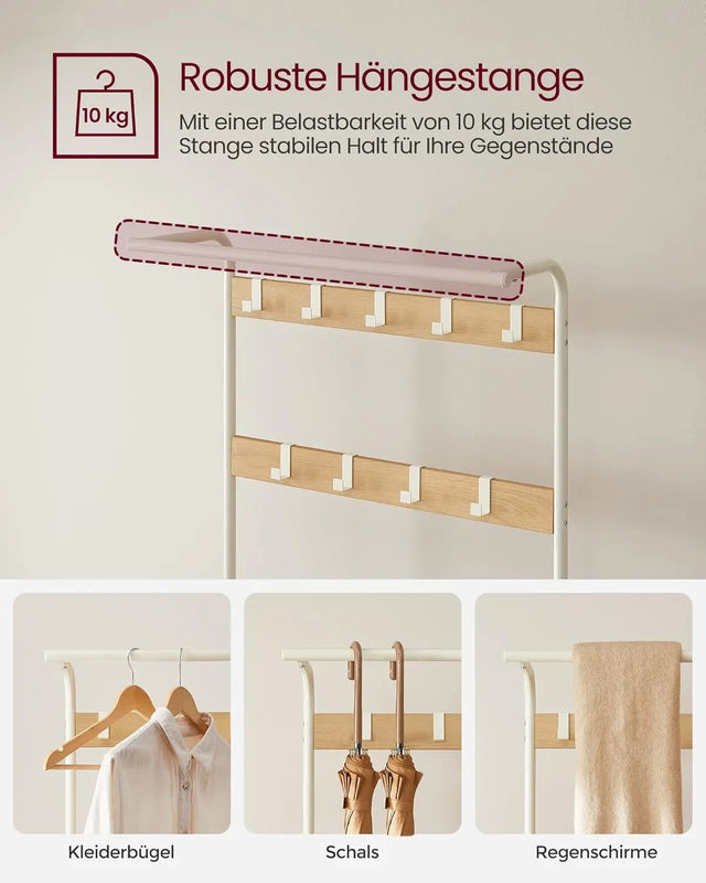 Garderobenständer mit Schuhbank Eichenfarben Weiss von Songmics