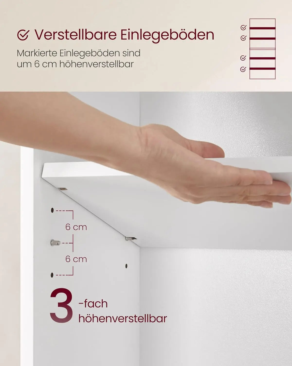 Bücherregal 6-stöckig Offenes Standregal Wolkenweiss, 24 x 40 x 178,5 cm von Songmics