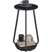 Beistelltisch rund modern Glasplatte marmorschwarz von Songmics