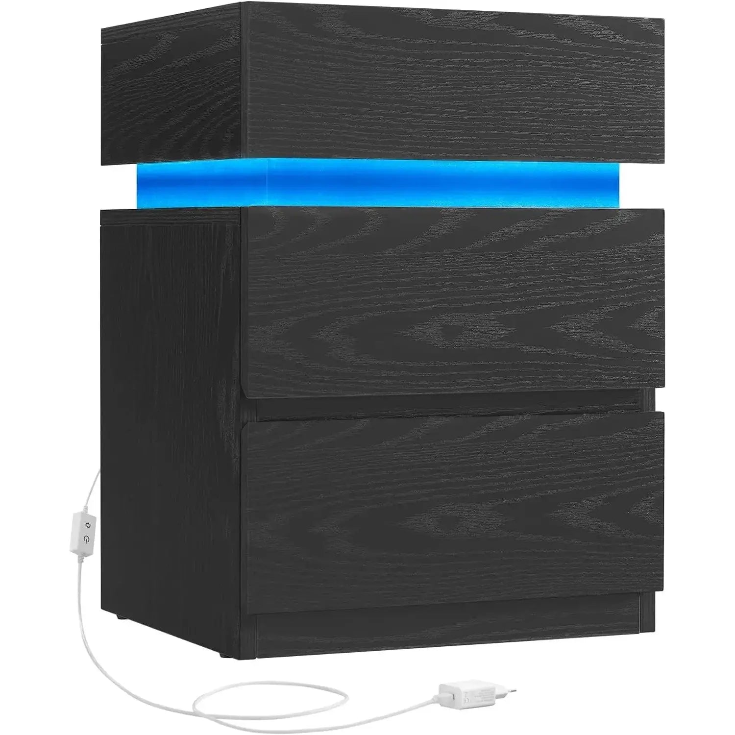 Nachttisch LED-Beleuchtung 3 Schubladen Schwarz von Songmics