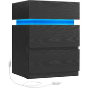 Nachttisch LED-Beleuchtung 3 Schubladen Schwarz von Songmics