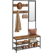 Kleiderständer Garderobe mit Spiegel Sitzbank Vintagebraun von Songmics