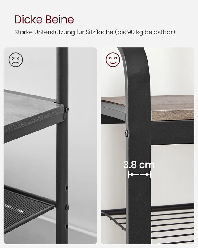 Garderobenständer mit Schuhbank Industrie-Design Greige von Songmics