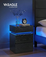 Nachttisch LED-Beleuchtung 3 Schubladen Schwarz von Songmics