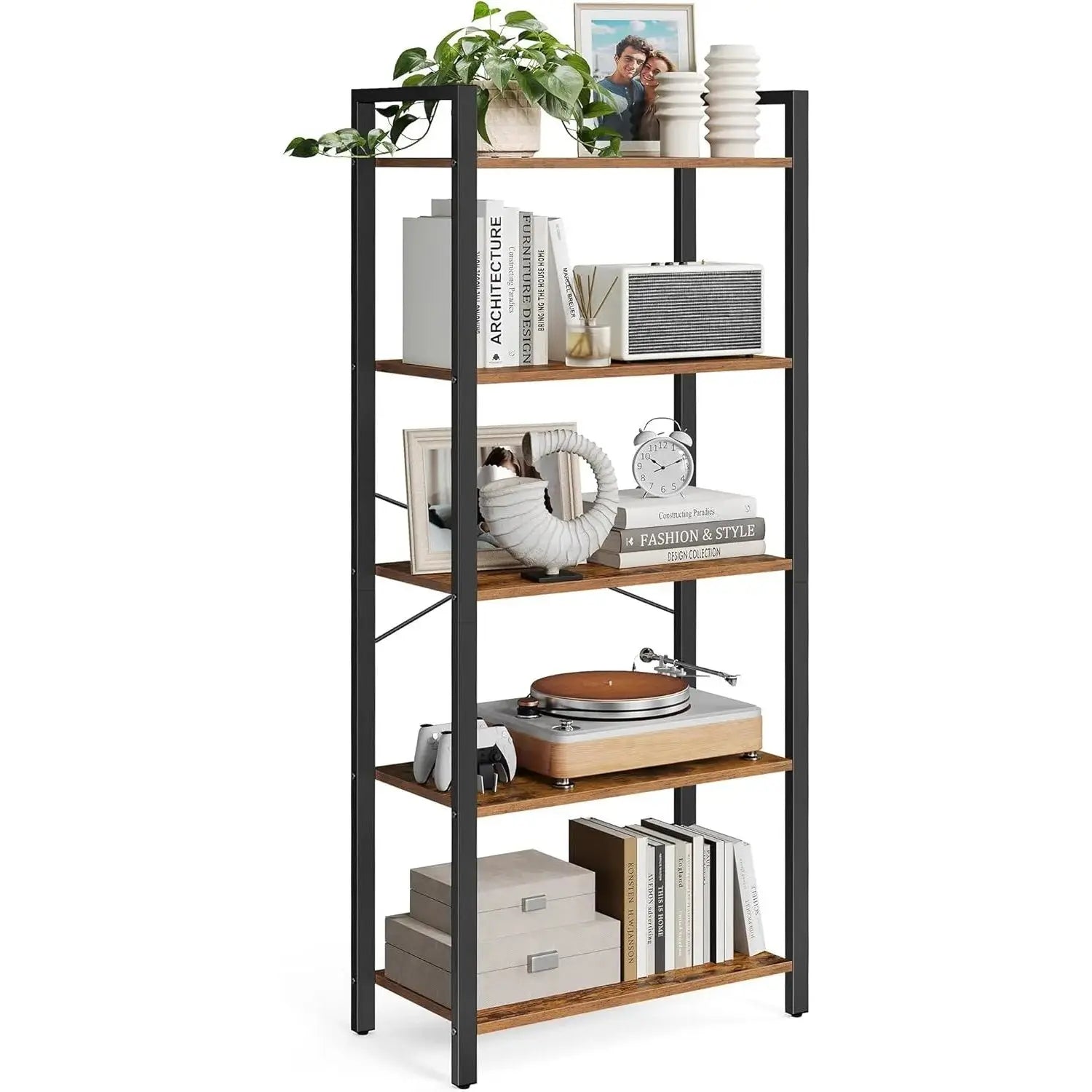 Regal mit 5 Ebenen Vintagebraun, 30x66x153 cm von Songmics
