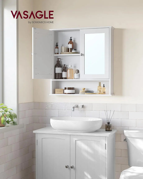 Spiegelschrank mit Spiegeltüren und Ablage Weiss von Songmics