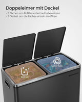 Mülleimer Mülltrennsystem 60L Softclose Schwarz von Songmics