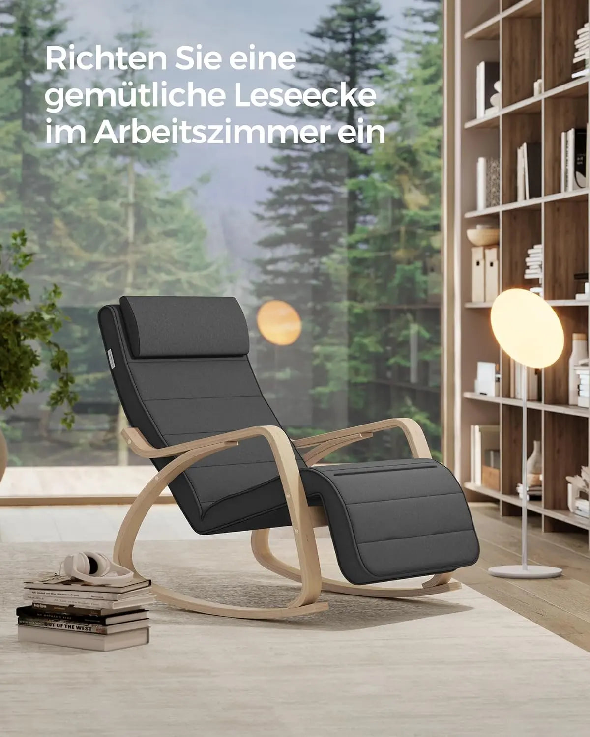 Schaukelstuhl Verstellbar Belastbar Wohnzimmer Dunkelgrau von Songmics