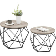 Beistelltisch-Set 2-teilig Industrial Grau Stahl von Songmics