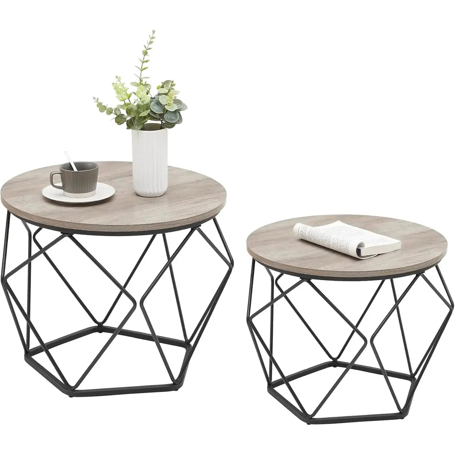 Beistelltisch-Set 2-teilig Industrial Grau Stahl von Songmics