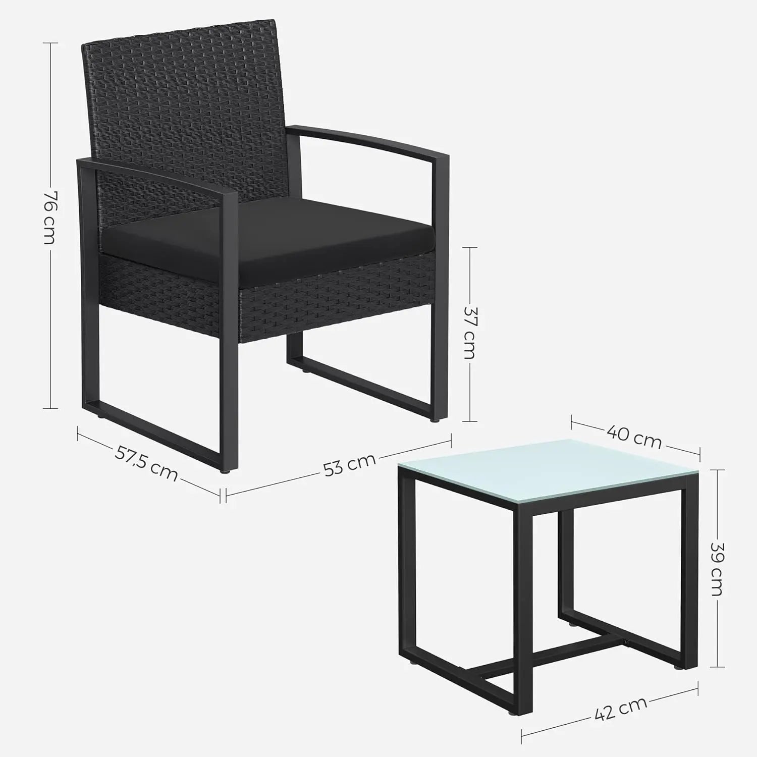 Polyrattan Lounge-Set schwarz wetterfest von Songmics