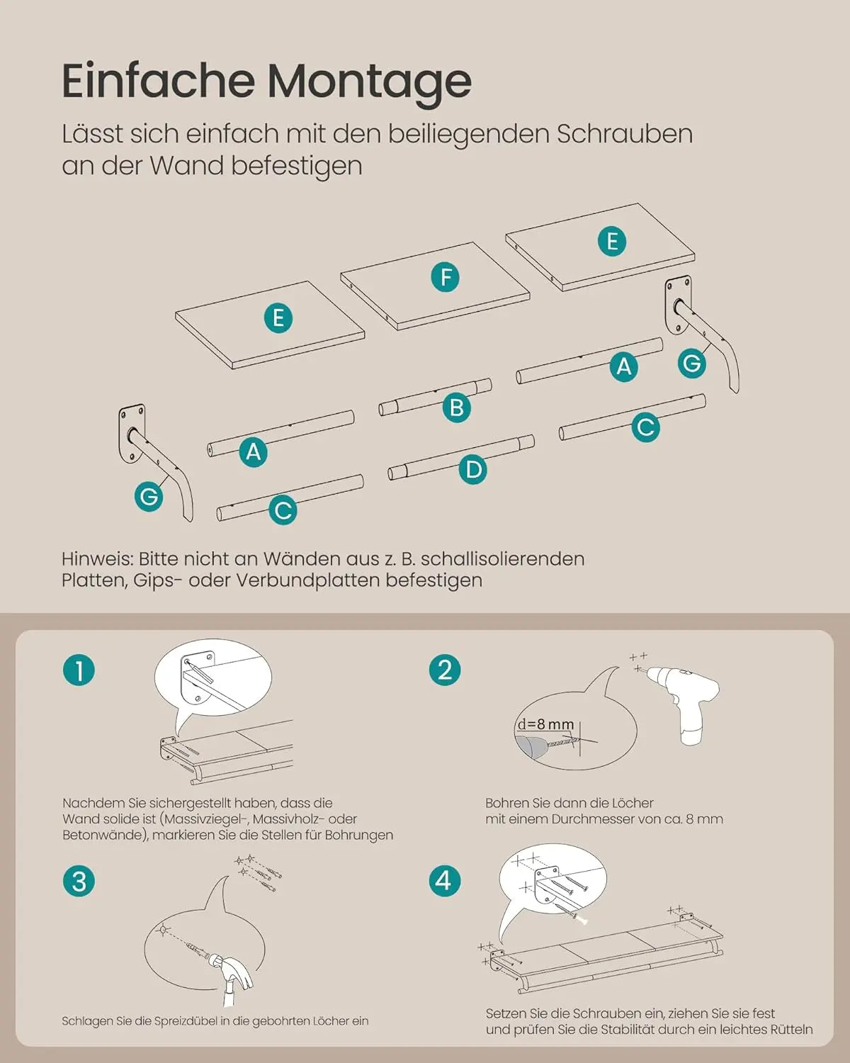 Wandgarderobe mit Kleiderstange vintagebraun Metall von guteszeug.ch