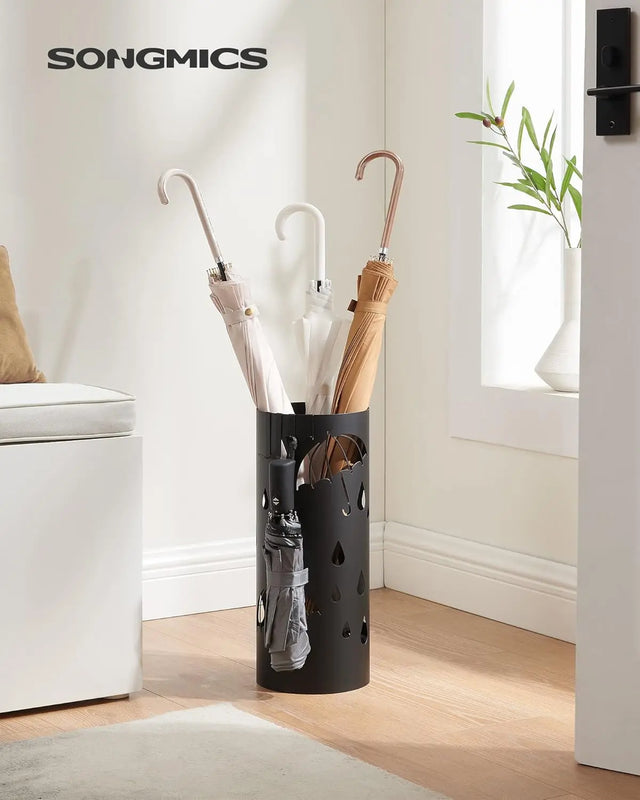 Regenschirmständer Metall Rund Muster Regenschirme Schwarz von Songmics