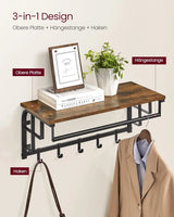 Wandgarderobe mit Aufbewahrungsregal 66cm rustikal Braun von Songmics