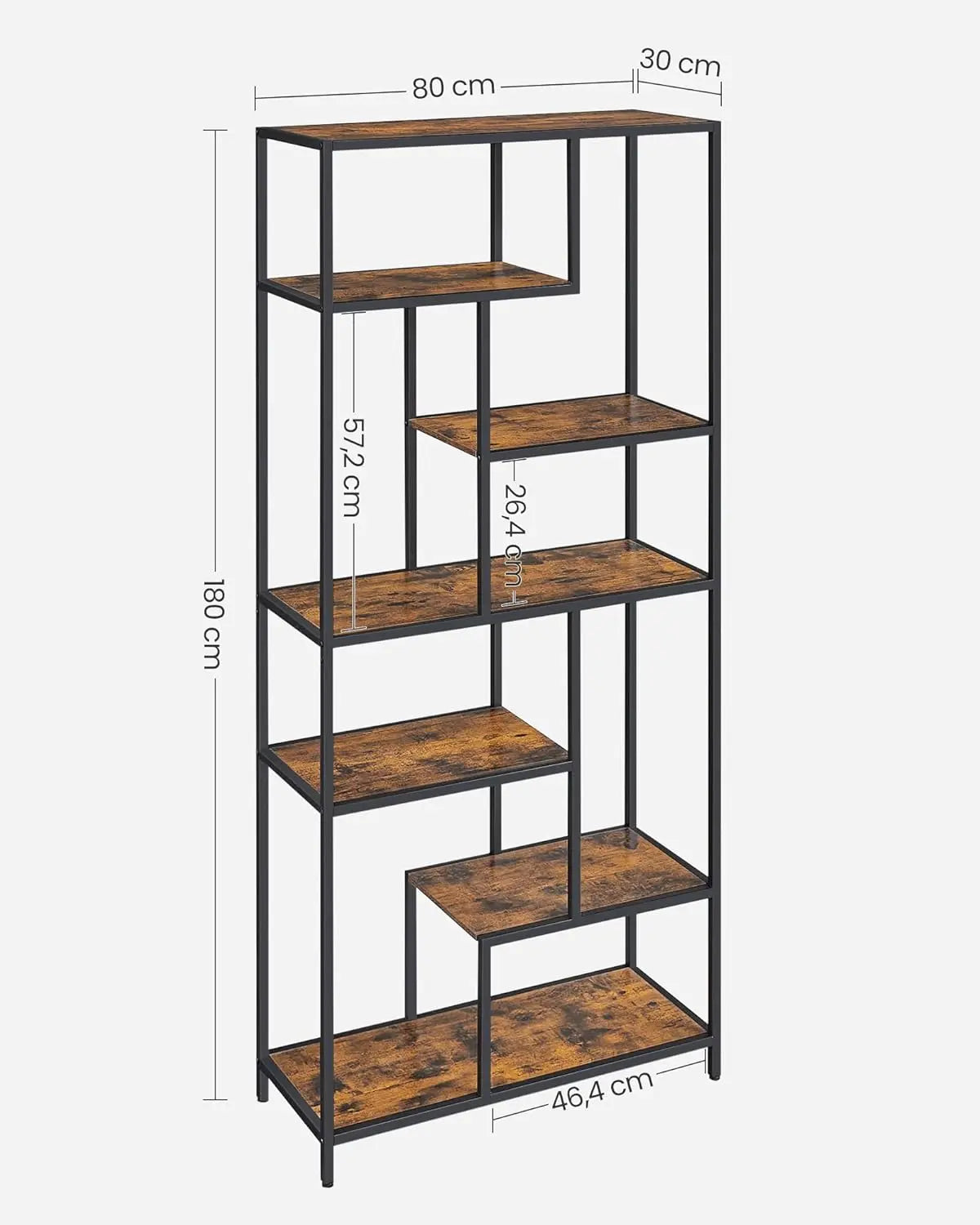 Bücherregal Holz Standregal 6 Ablagen Vintagebraun von Songmics