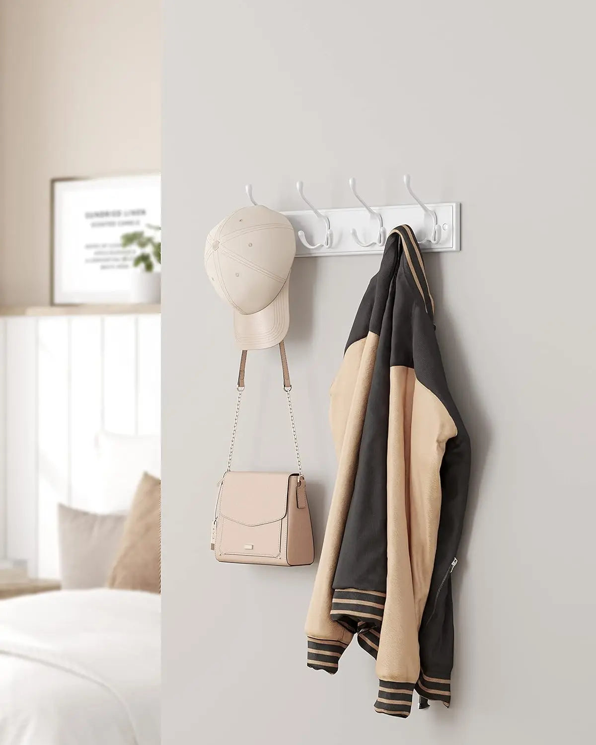 Wandgarderobe Hakenleiste Metall Flur Wolkenweiss von Songmics