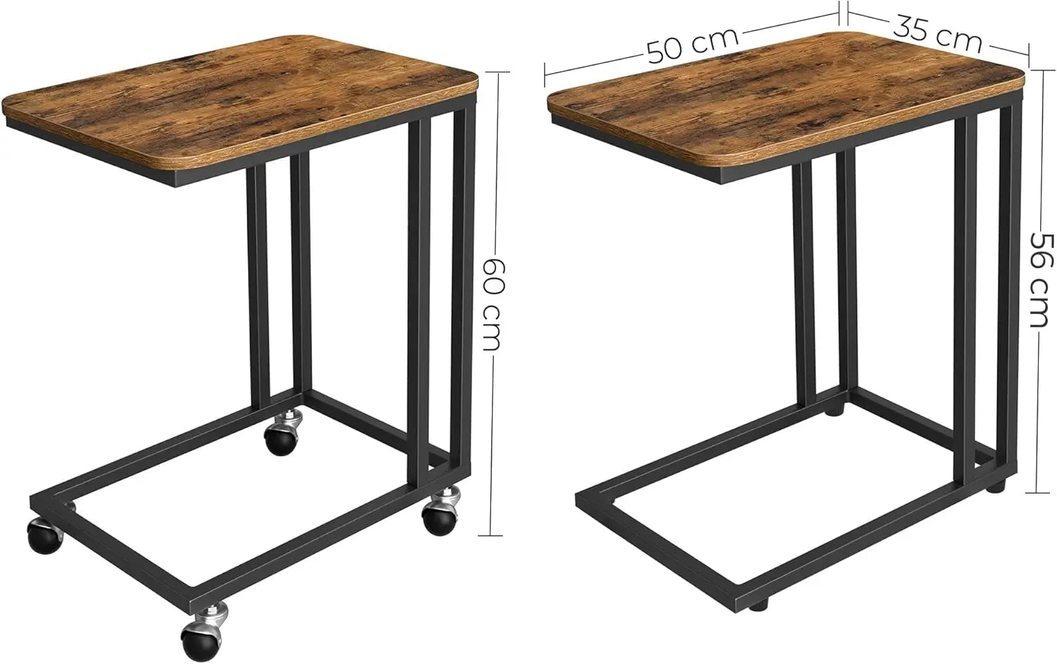 Beistelltisch C-Form Industrie-Design Vintagebraun von Songmics