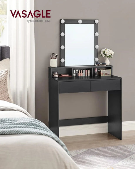 Schminktisch LED Spiegel Schubladen modern schwarz von Songmics