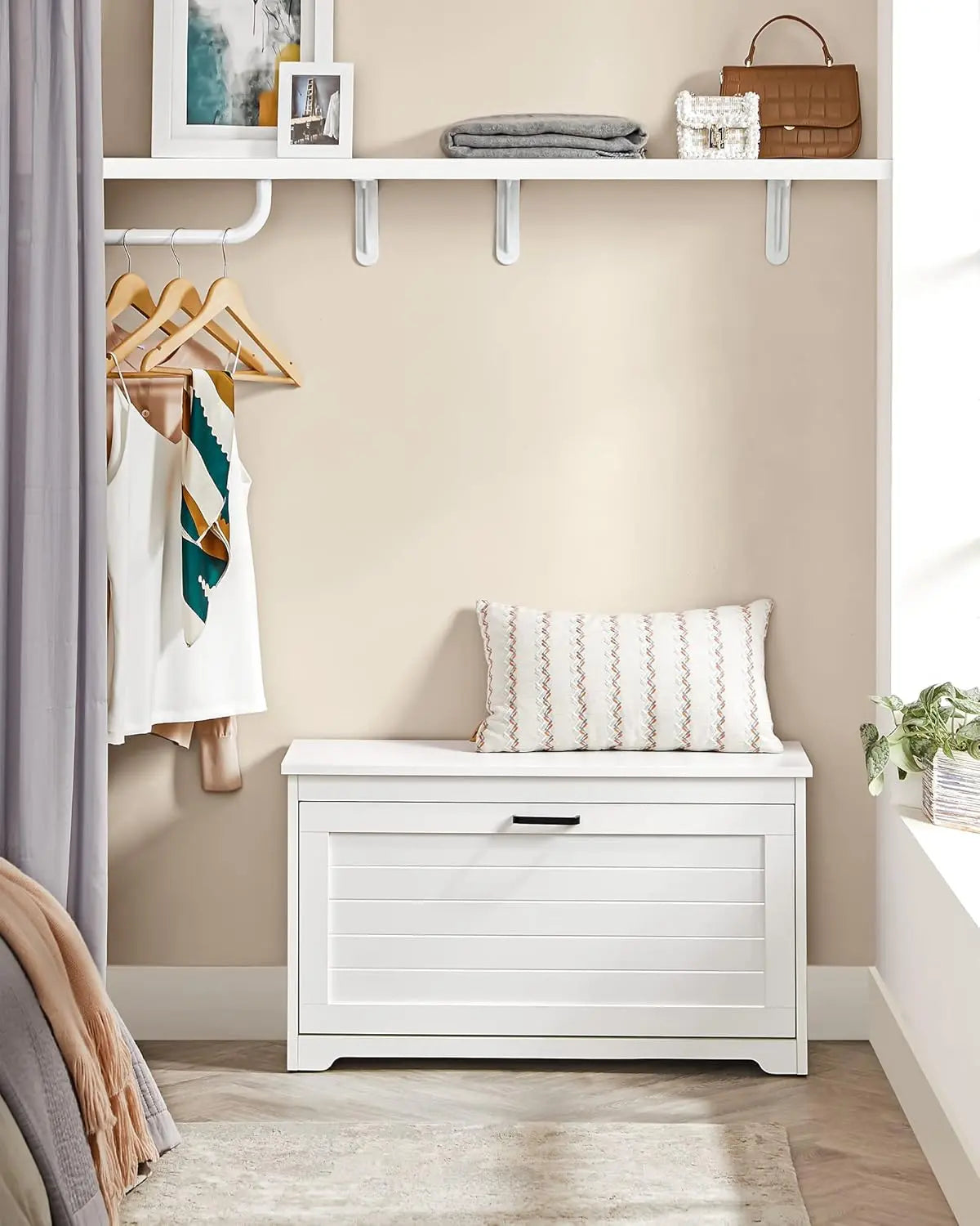 Schuhbank weiss verstellbar 80cm Holz von Songmics