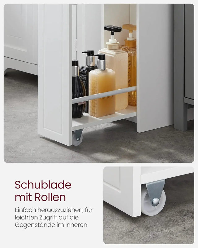 Badezimmerschrank schmal mit Schubladen weiss von Songmics