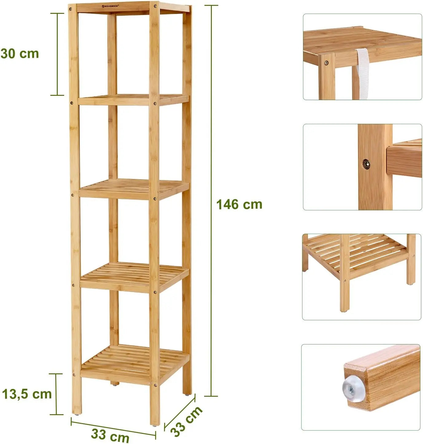 Standregal Bambus 5 Ebenen naturbeige von Songmics