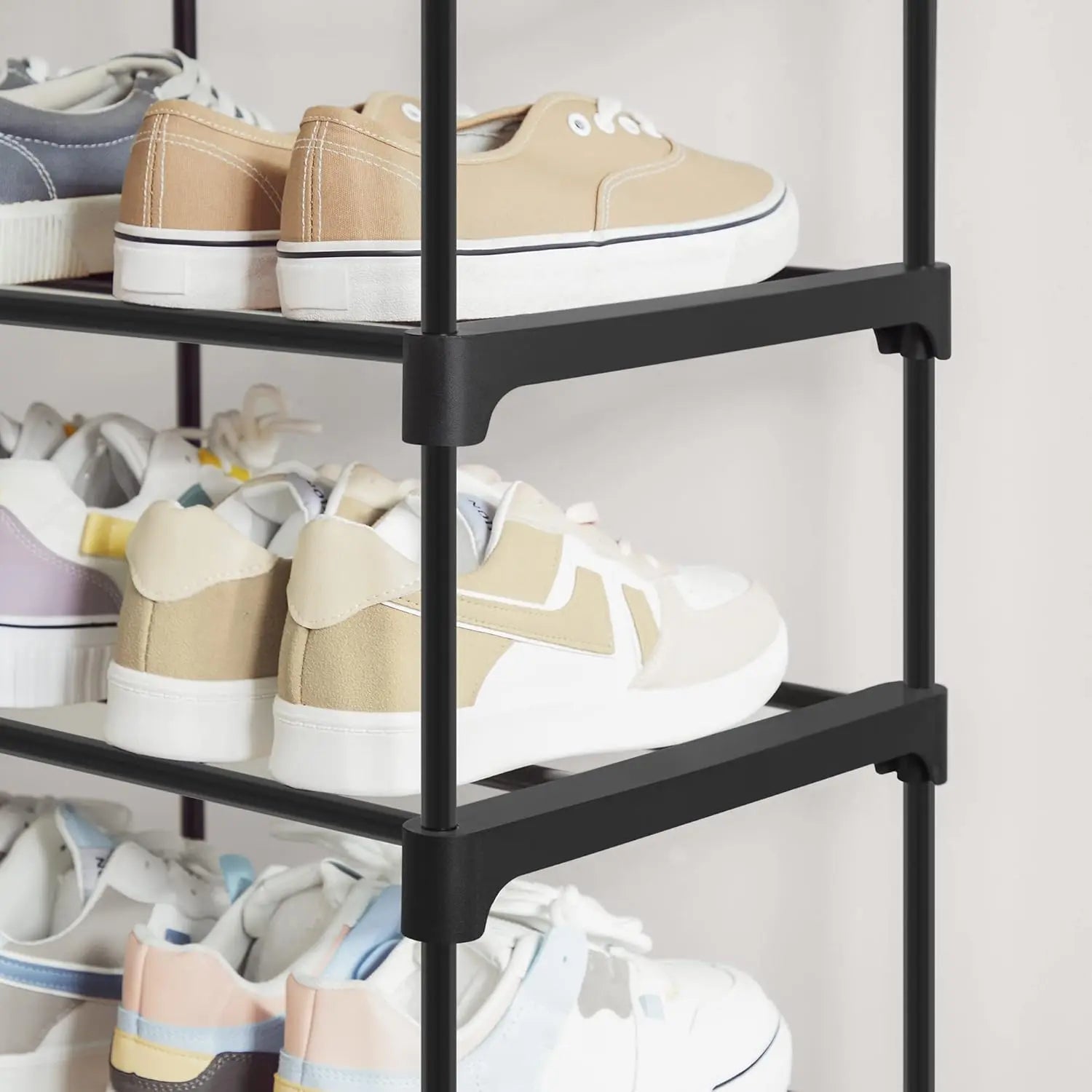 Schuhregal 3-stöckig 2er Set stapelbar schwarz Metall von Songmics