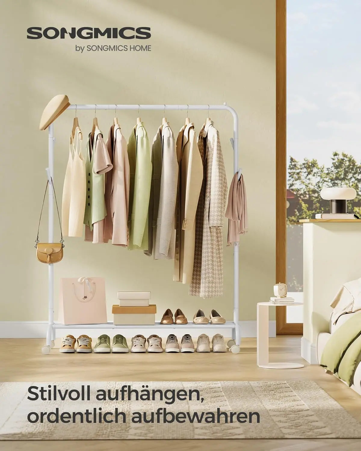 Kleiderständer Rollen 50kg weiss Stahl von Songmics