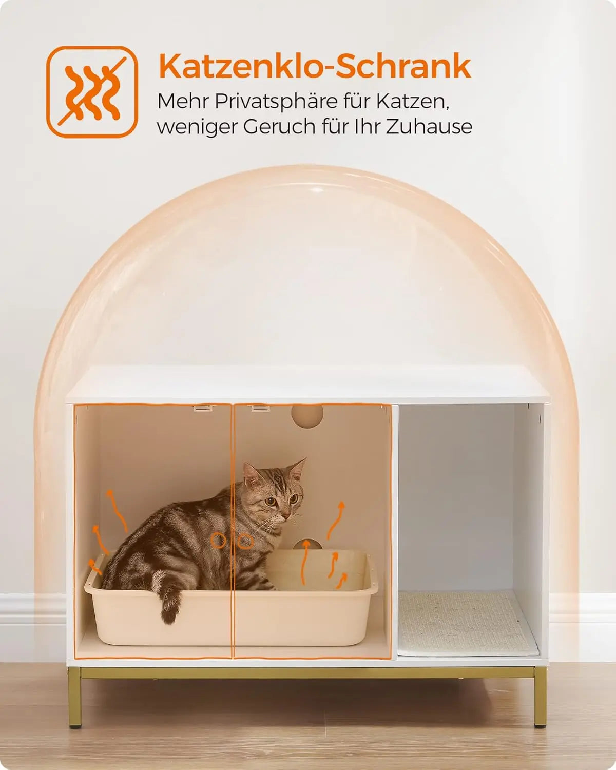 Katzenklo-Schrank mit Kratzmatte weiss-gold von Songmics