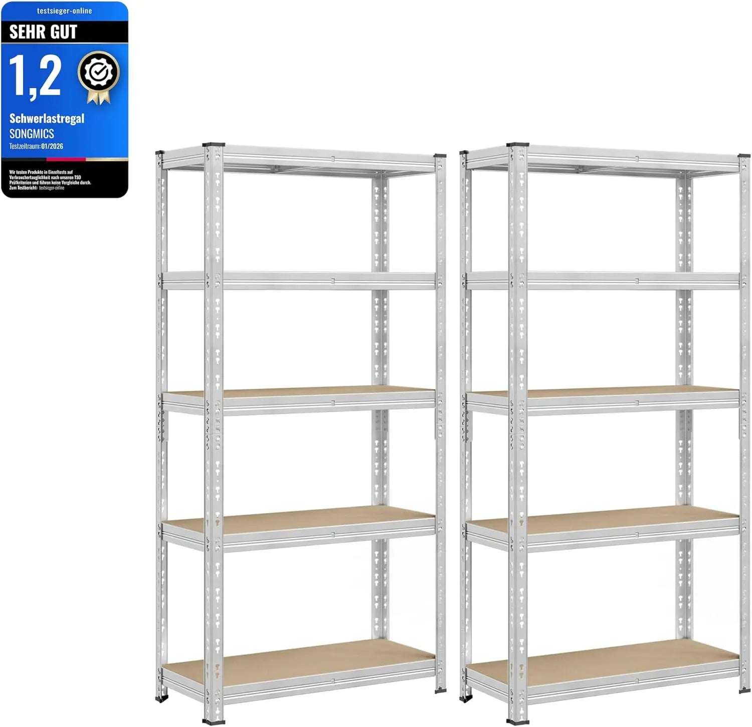 Schwerlastregal 875kg 2er-Set verzinkt silber Stahl von Songmics
