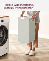 Wäschekorb mit 2 Fächern und 2 Ablagen, ausziehbar, weiss von Songmics