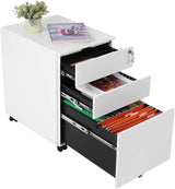 Rollcontainer Büroschrank mit Schubladen Weiss von Songmics