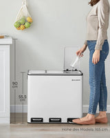 Mülleimer Küche Mülltrennsystem 3 Fächer Wolkenweiss von Songmics