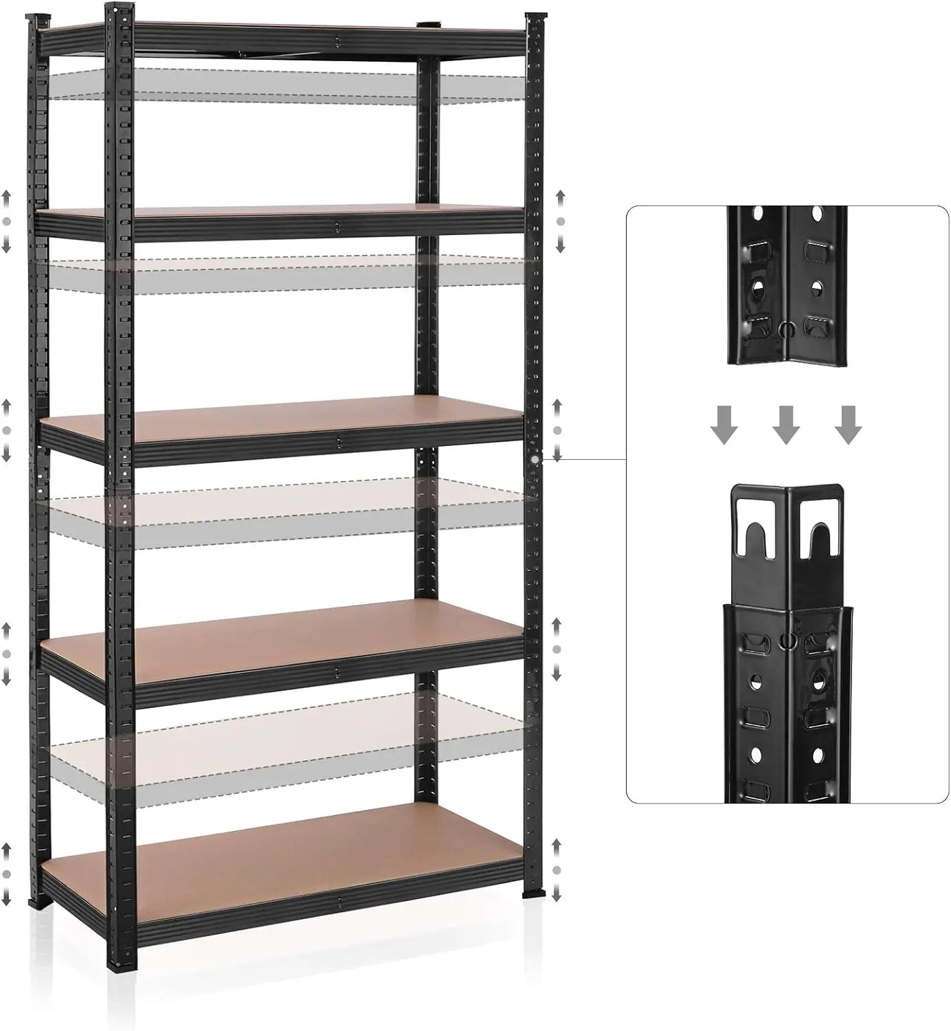 Schwerlastregal 875kg 5 Böden 2er Set verstellbar schwarz Stahl von guteszeug.ch