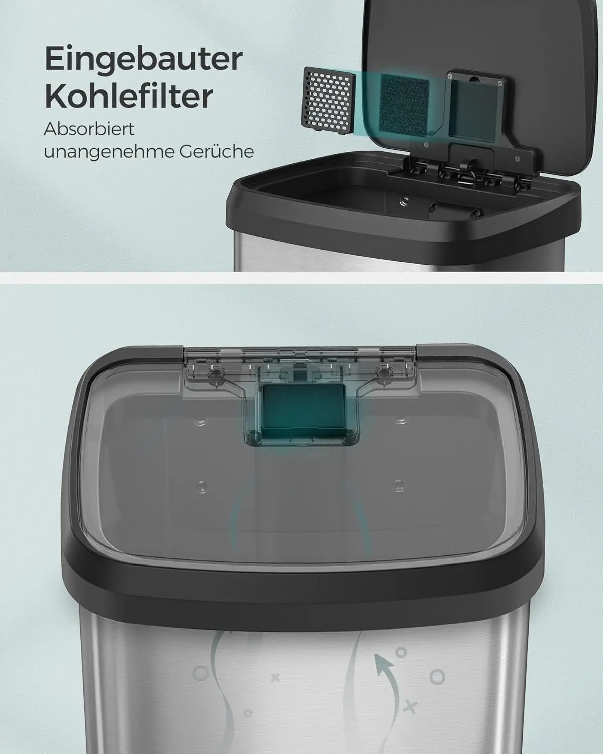 Abfalleimer 68L Pedal Silber Metall von Songmics