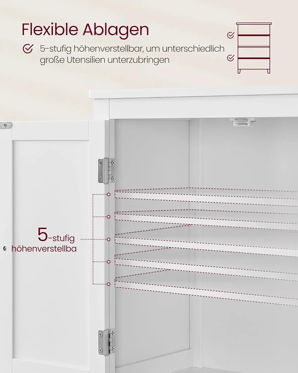 Badezimmerschrank mit verstellbaren Ablagen klassikweiss von Songmics