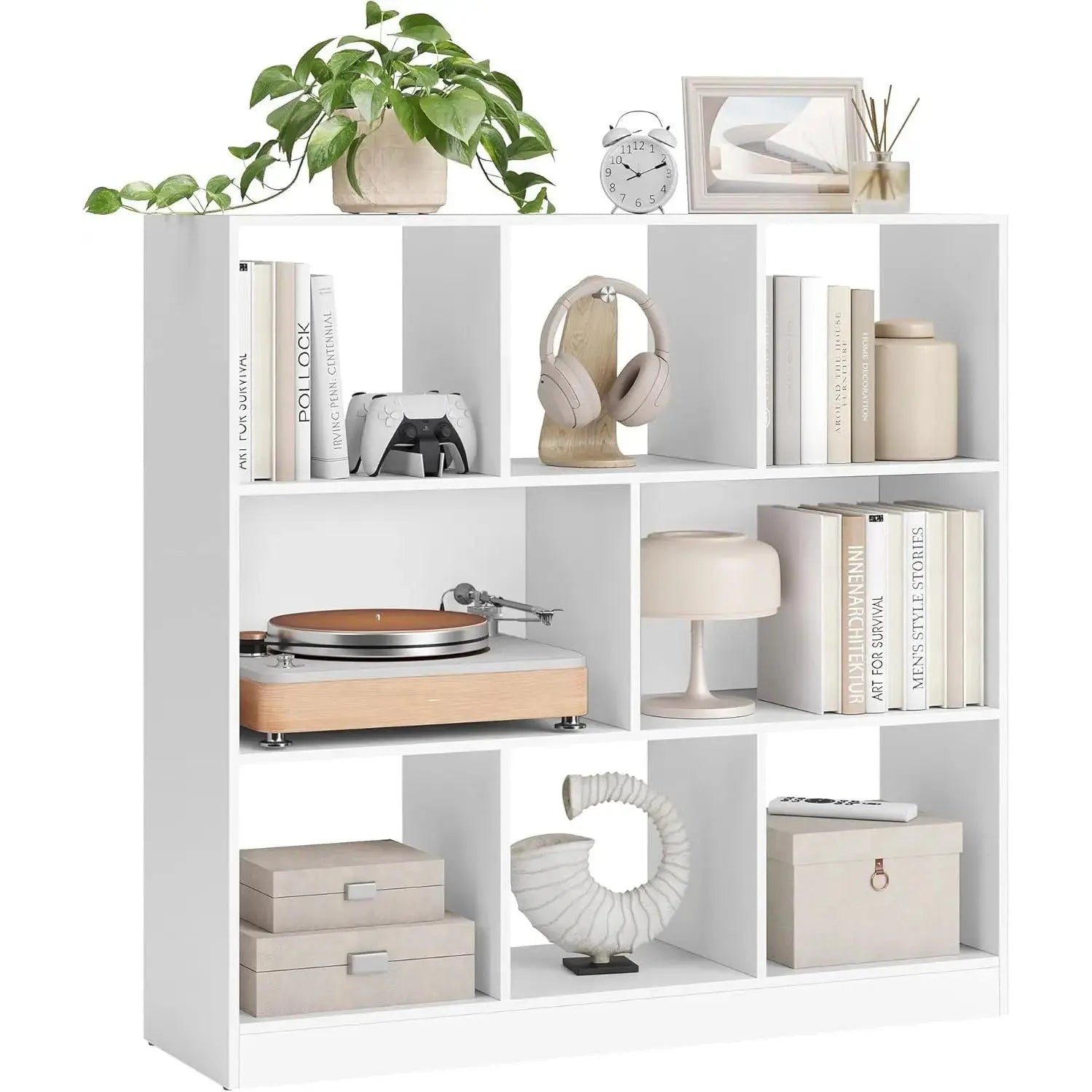 Bücherregal 8 Fächer Horizontal Wohnzimmer Weiss von Songmics