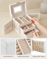 Schmuckkästchen mit Spiegel und Schloss klassikweiss von Songmics