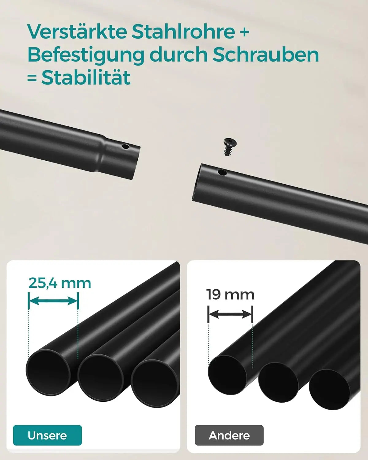 Kleiderständer auf Rollen Stahlrohre Schwarz von Songmics