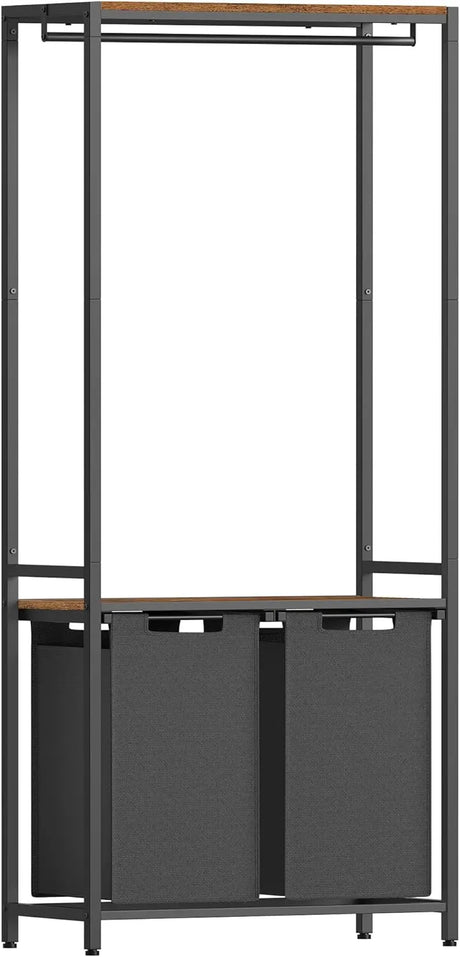 Wäschekorb Garderobenständer mit Wäschesammler vintagebraun von Songmics