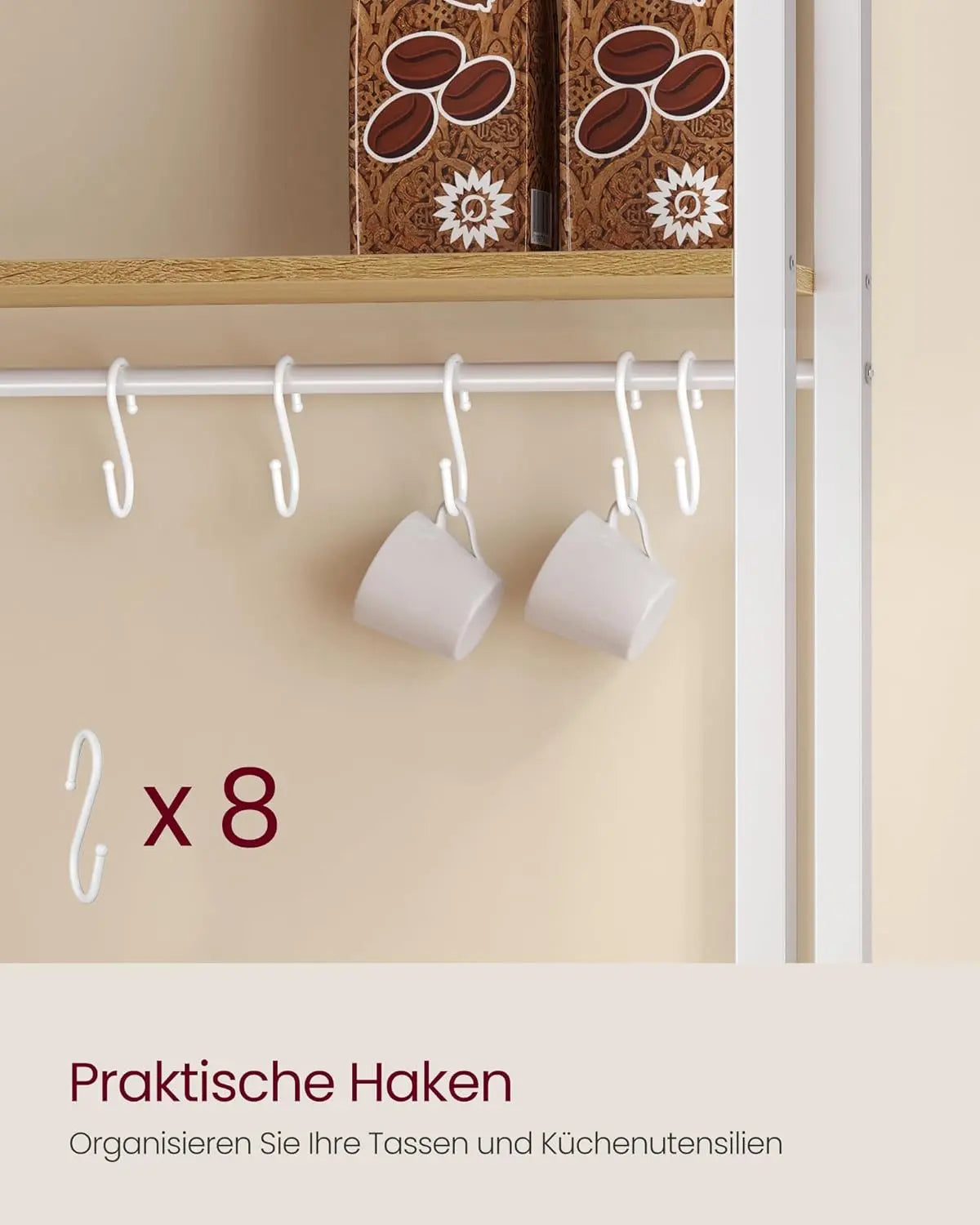 Küchenregal mit Steckdosen goldeichenfarben-wolkenweiss von Songmics