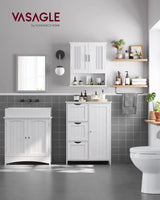 Badezimmerschrank mit 4 Schubladen und Tür Weiss von Songmics