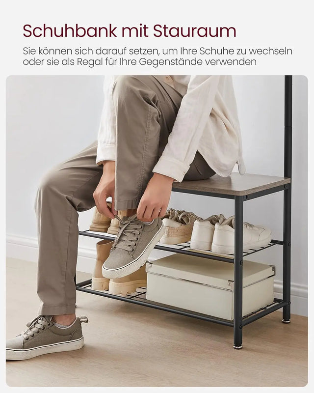 Garderobenständer mit Schuhablagen Industrie-Design Greige-Schwarz von Songmics