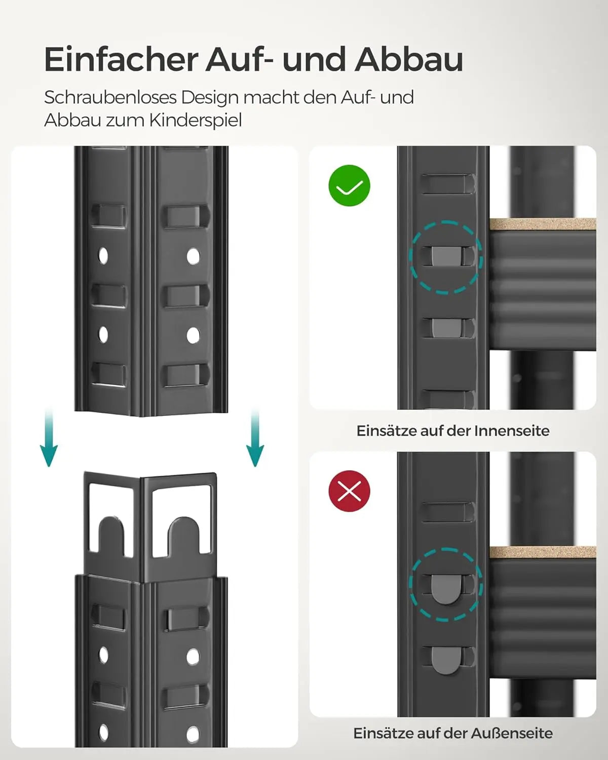 Schwerlastregal mit Stahlgestell Grau von Songmics