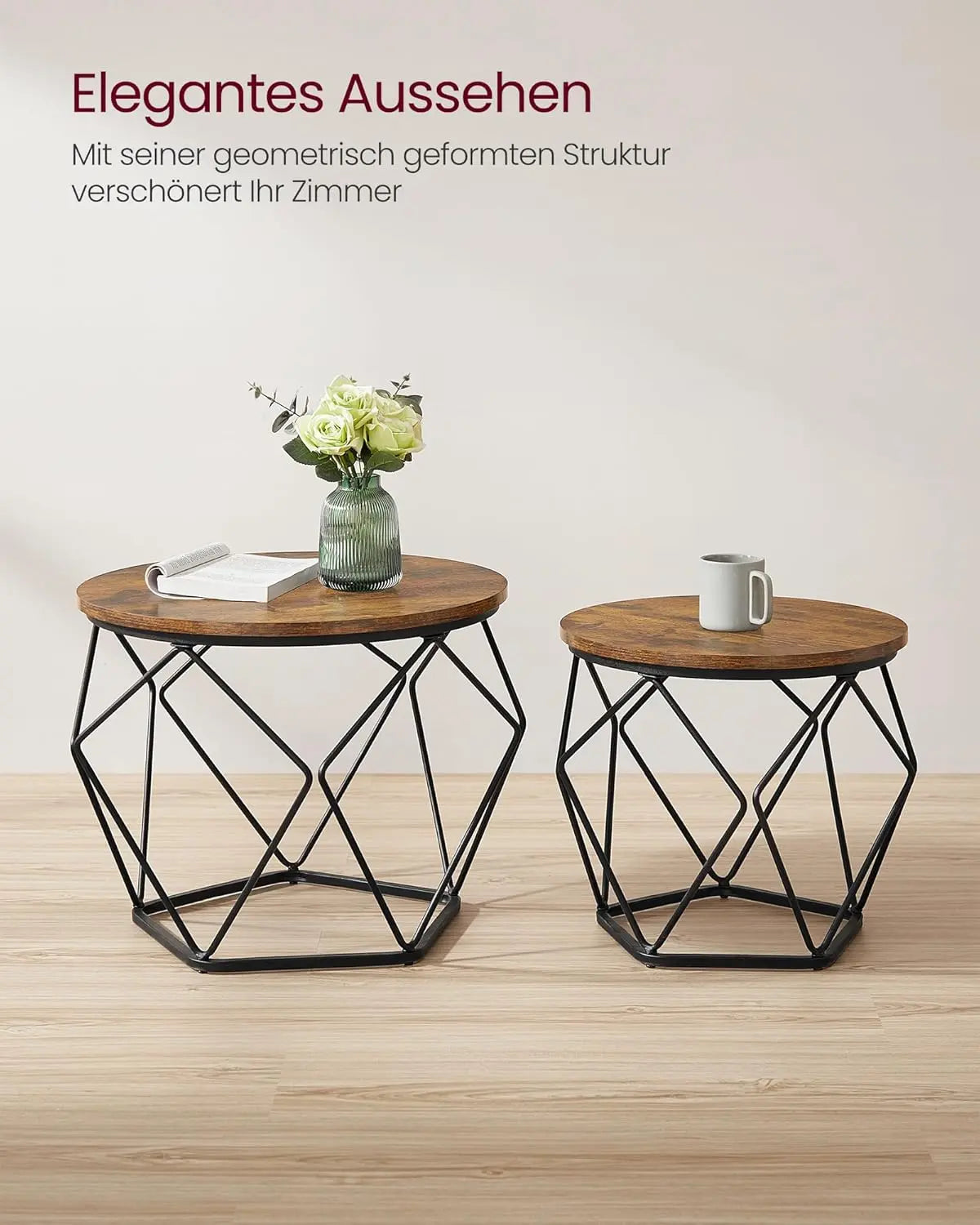 Couchtisch Set Vintage abnehmbar Vintagebraun von Songmics