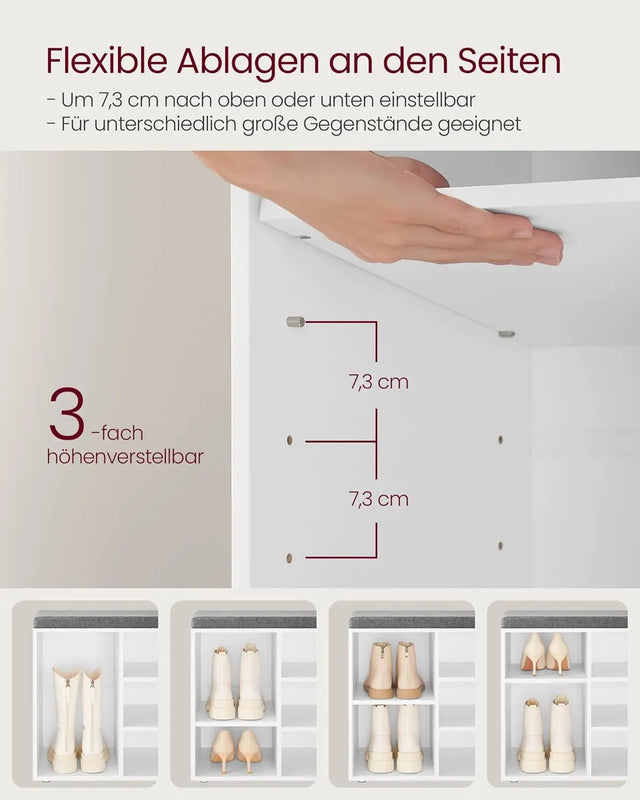 Schuhbank Stauraum Sitzfläche Verstellbar Weiss Grau von Songmics