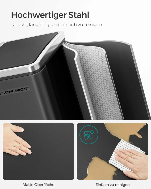 Mülleimer Küche Mülltrennsystem Softclose Tintenschwarz von Songmics