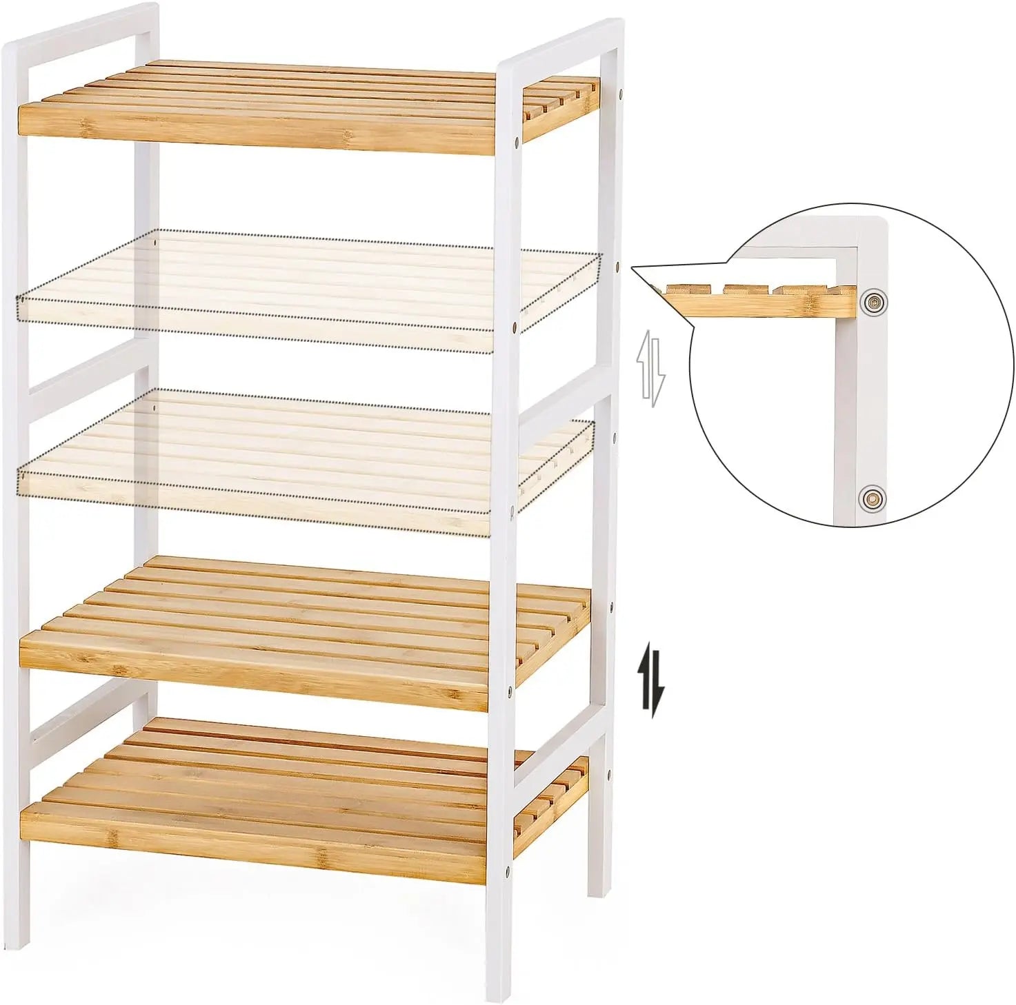 Standregal Bambus 3 Ablagen naturfarben-weiss von Songmics