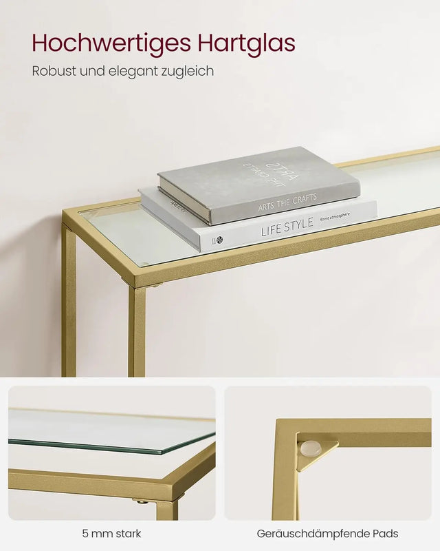 Konsolentisch mit Hartglasoberfläche hellgold-transparent von Songmics